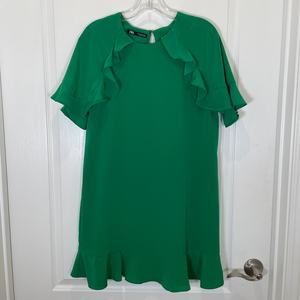 Zara Green Ruffle Mini Dress